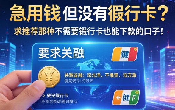 急用钱但没有银行卡怎么办？求推荐那种不需要银行卡也能下款的口子！