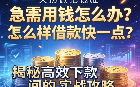 急需用钱怎么办？怎么样借款快一点？揭秘高效下款的实战攻略