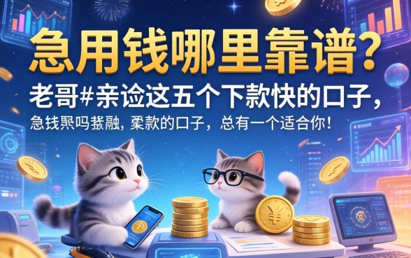 急用钱哪里靠谱？老哥亲测这五个下款快的口子，总有一个适合你！