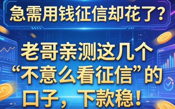 急需用钱征信却花了？老哥亲测这几个“不怎么看征信”的口子，下款稳！