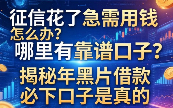 征信花了急需用钱怎么办？哪里有靠谱的口子？揭秘2026年黑户借款必下口子是真的吗？