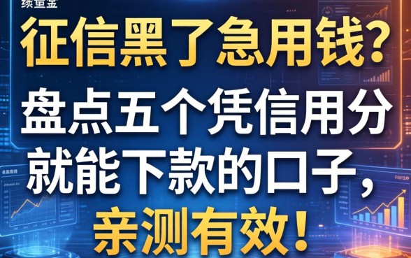 征信黑了急用钱？盘点五个凭信用分就能下款的口子，亲测有效！