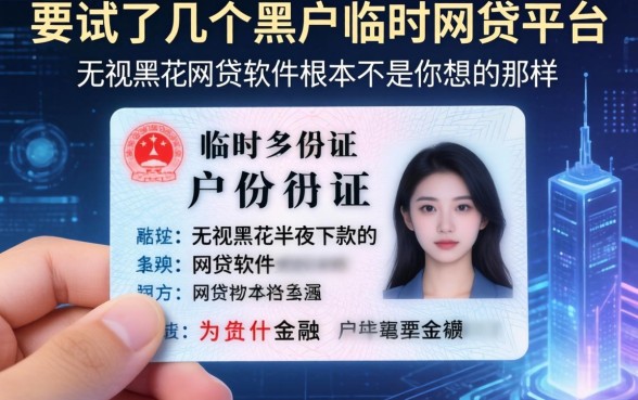 我试了几个黑户临时身份证网贷平台，发现无视黑花半夜下款的网贷软件根本不是你想的那样