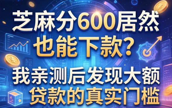 芝麻分600居然也能下款？我亲测后发现大额贷款的真实门槛