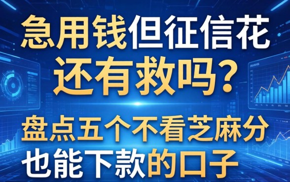 急用钱但征信花还有救吗？盘点五个不看芝麻分也能下款的口子