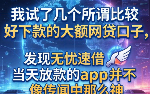 我试了几个所谓比较好下款的大额网贷口子，发现无忧速借当天放款的app并不像传闻中那么神