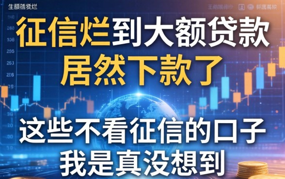 征信烂到大额贷款居然下款了，这些不看征信的口子我是真没想到