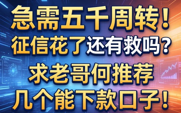 急需五千周转，征信花了还有救吗？求老哥们推荐几个能下款的口子！