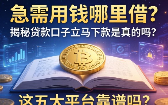 急需用钱哪里借？揭秘贷款口子立马下款是真的吗？这五大平台靠谱吗？