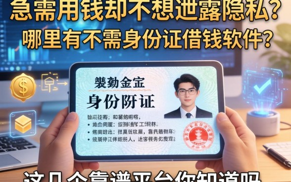 急需用钱却不想泄露隐私？哪里有不需要身份证借钱软件？这几个靠谱平台你知道吗？
