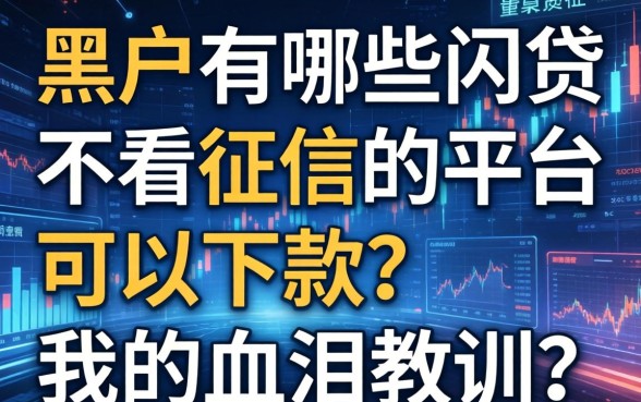 黑户有哪些网贷不看征信的平台可以下款？我的血泪教训