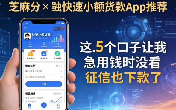 芝麻分手机快速小额贷款app推荐：这5个口子让我急用钱时没看征信也下款了
