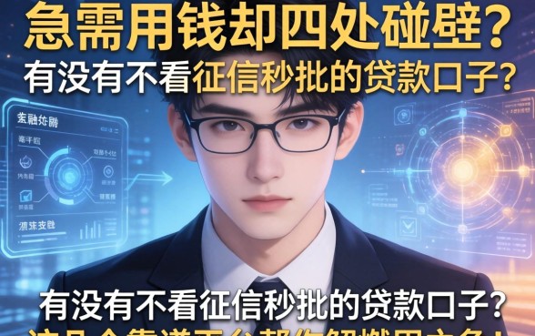 急需用钱却四处碰壁？有没有不看征信秒批的贷款口子？这几个靠谱平台帮你解燃眉之急！