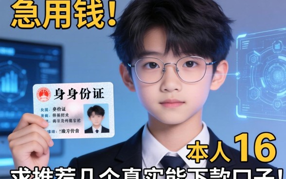急用钱！本人16岁有身份证，求推荐几个真实能下款的口子！