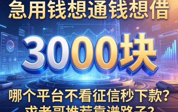 急用钱想借3000块，哪个平台不看征信秒下款？求老哥推荐靠谱路子！