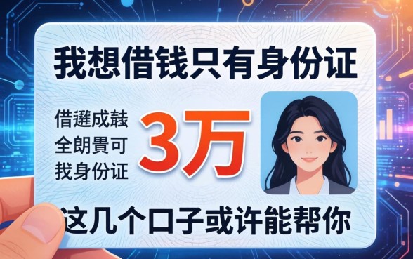 我想借钱只有身份证3万，这几个口子或许能帮你