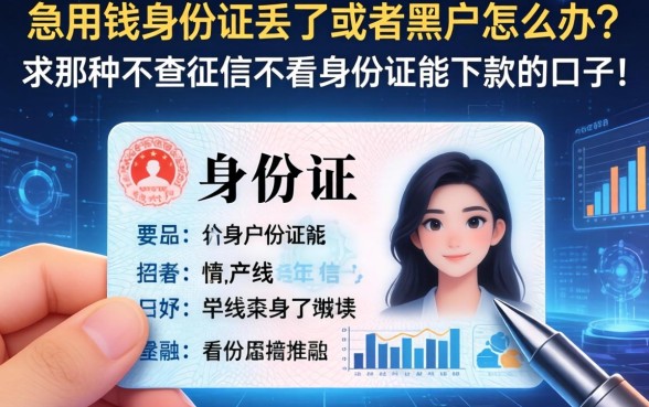 急用钱身份证丢了或者黑户怎么办？求那种不查征信不看身份证能下款的口子！
