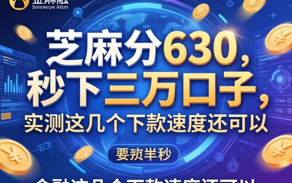 芝麻分630秒下三万口子，实测这几个下款速度还可以