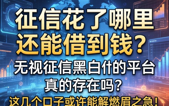 征信花了哪里还能借到钱？无视征信黑白的平台真的存在吗？这几个口子或许能解燃眉之急！