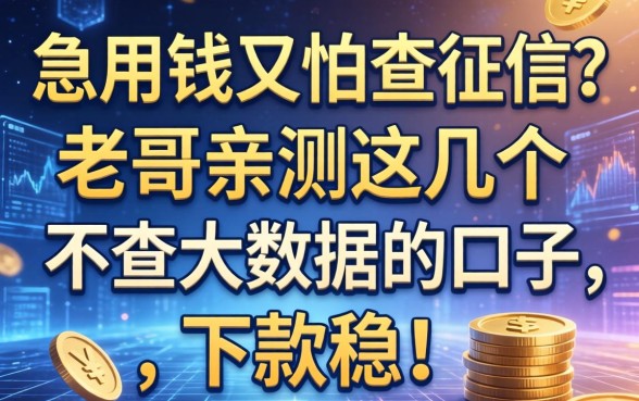 急用钱又怕查征信？老哥亲测这几个不查大数据的口子，下款稳！