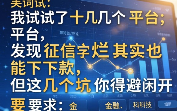 我试了十几个平台，发现征信烂其实也能下款，但这几个坑你得避开