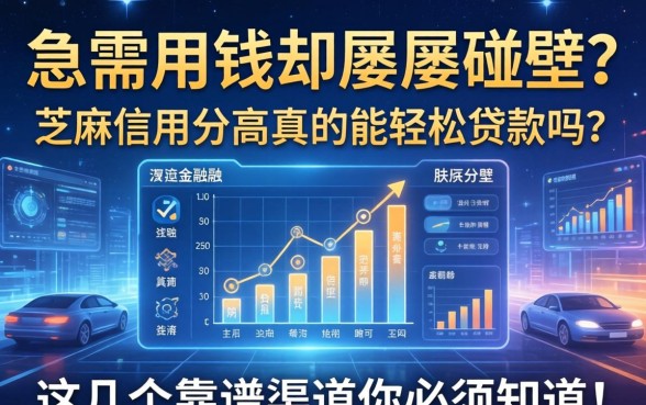 急需用钱却屡屡碰壁？芝麻信用分高真的能轻松贷款吗？这几个靠谱渠道你必须知道！