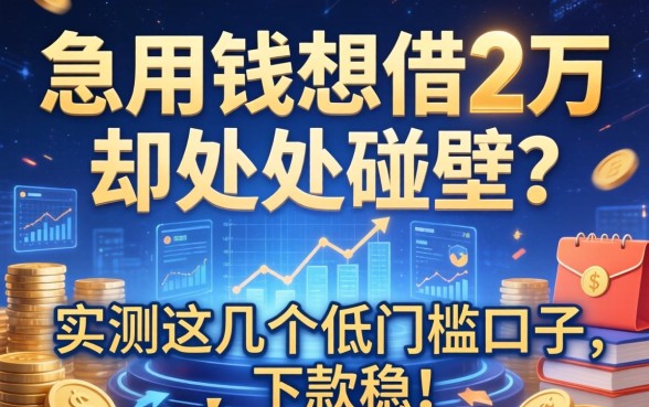 急用钱想借2万却处处碰壁？实测这几个低门槛口子，下款稳！