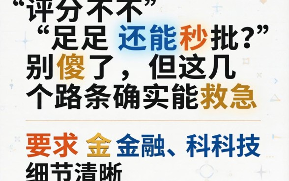 评分不足还能秒批？别傻了，但这几个路子确实能救急