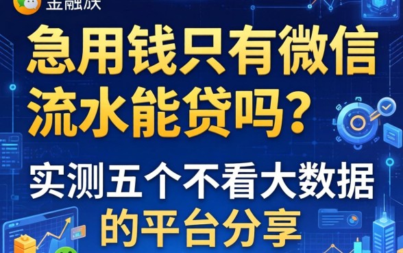 急用钱只有微信流水能贷吗？实测五个不看大数据的平台分享