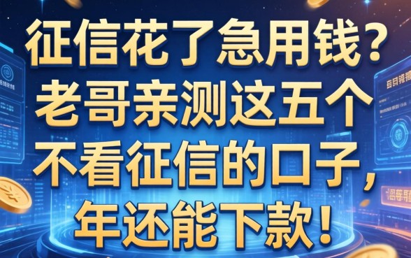 征信花了急用钱？老哥亲测这五个不看征信的口子，2026年还能下款！