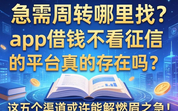 急需周转哪里找？app借钱不看征信的平台真的存在吗？这五个渠道或许能解燃眉之急！