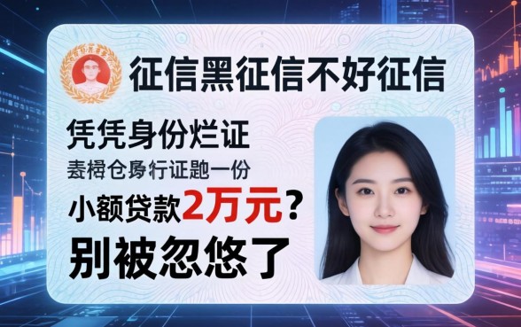 征信黑征信不好征信烂凭身份证小额贷款2万元？别被忽悠了