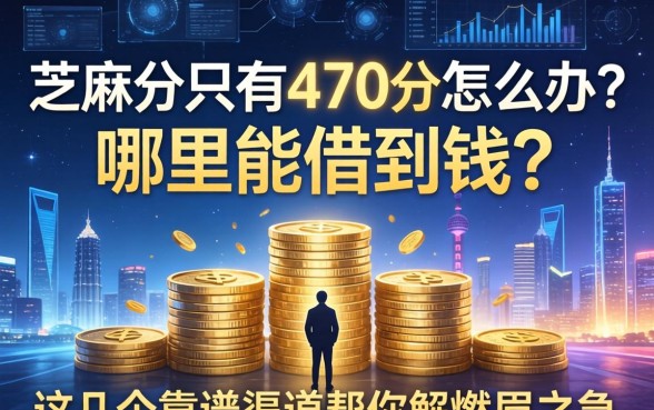 芝麻分只有470分怎么办？哪里能借到钱？这几个靠谱渠道帮你解燃眉之急