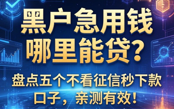 黑户急用钱哪里能贷？盘点五个不看征信秒下款的口子，亲测有效！