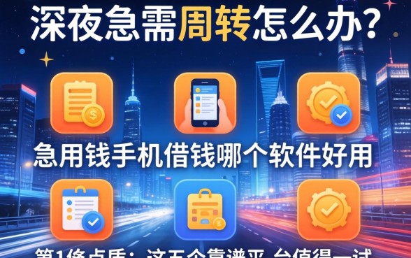 深夜急需周转怎么办？急用钱手机借钱哪个软件好用？这五个靠谱平台值得一试