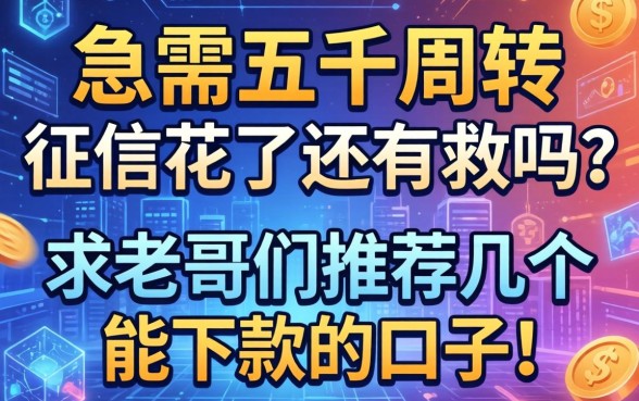 急需五千周转，征信花了还有救吗？求老哥们推荐几个能下款的口子！