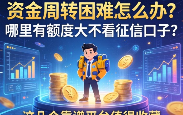 资金周转困难怎么办？哪里有额度大不看征信的口子？这几个靠谱平台值得收藏