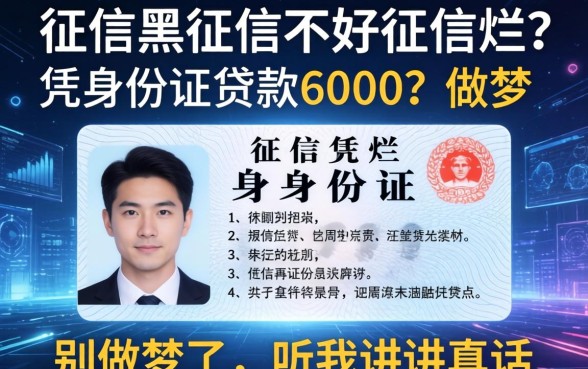 征信黑征信不好征信烂凭身份证贷款6000？别做梦了，听我讲讲真话