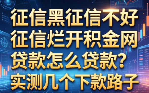 征信黑征信不好征信烂公积金网贷款怎么贷款？实测几个下款路子