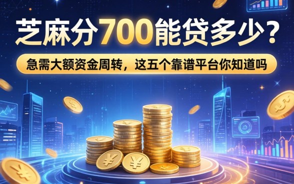 芝麻分700能贷多少？急需大额资金周转，这五个靠谱平台你知道吗？