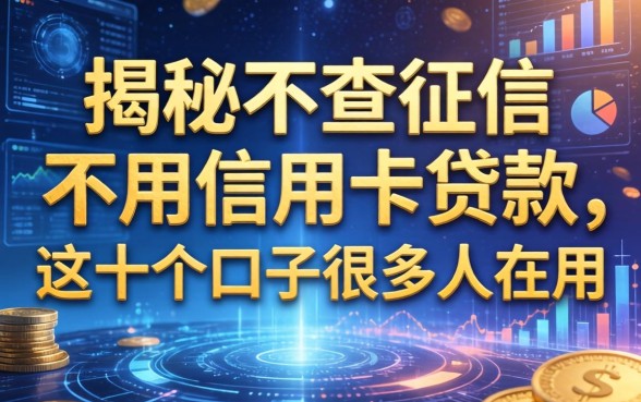 揭秘不查征信不用信用卡贷款，这十个口子很多人在用