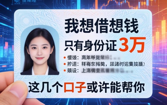 我想借钱只有身份证3万，这几个口子或许能帮你