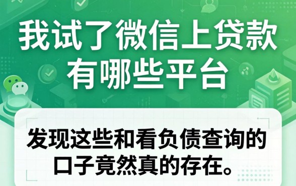 我试了微信上贷款有哪些平台，发现这些不看负债查询的口子竟然真的存在