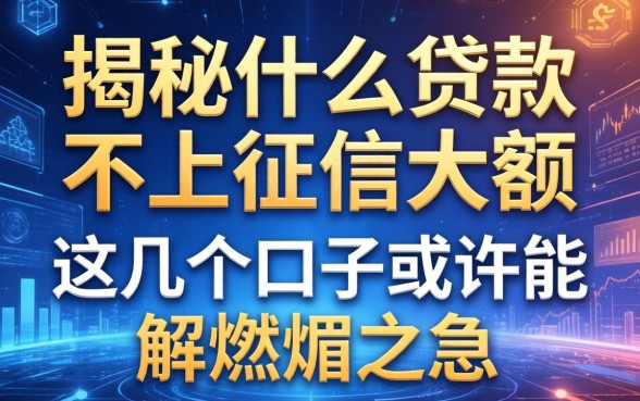 揭秘什么贷款不上征信大额，这几个口子或许能解燃眉之急