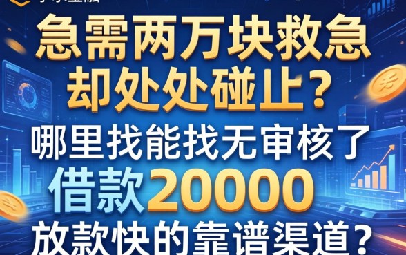 急需两万块救急却处处碰壁？哪里能找到无审核借款20000放款快的靠谱渠道？