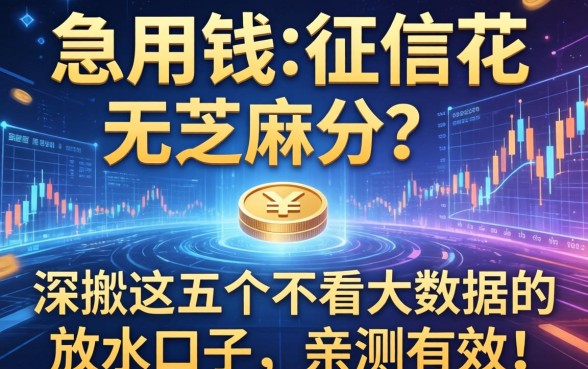 急用钱但征信花、无芝麻分？深扒这五个不看大数据的放水口子，亲测有效！