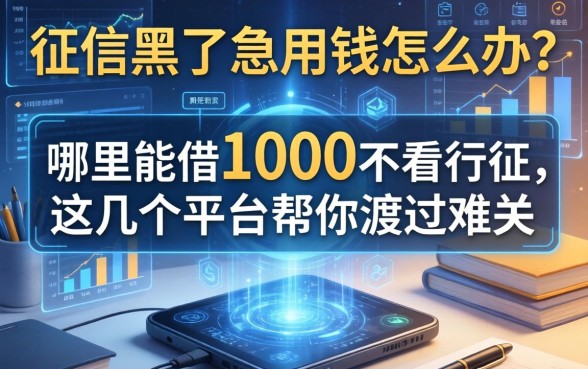 征信黑了急用钱怎么办？哪里能借1000不看征信，这几个平台帮你渡过难关