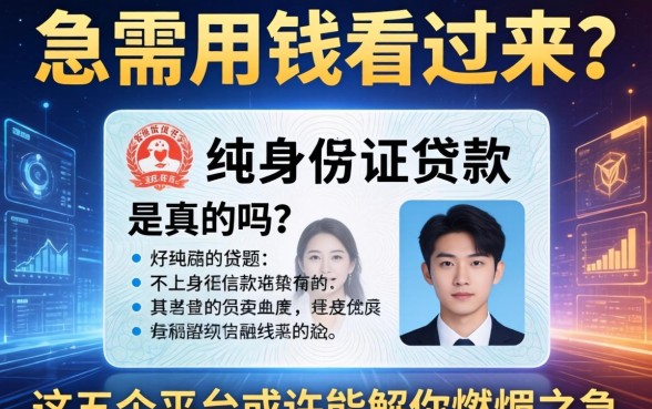 急需用钱看过来？纯身份证贷款不上征信是真的吗？这五个平台或许能解你燃眉之急