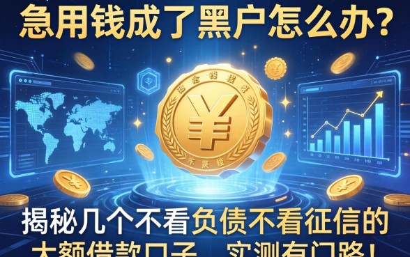 急用钱成了黑户怎么办？揭秘几个不看负债不看征信的大额借款口子，实测有门路！