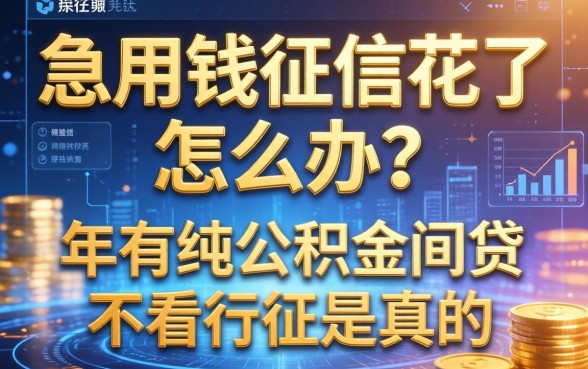 急用钱征信花了怎么办？听说2026年有纯公积金网贷不看征信是真的吗？